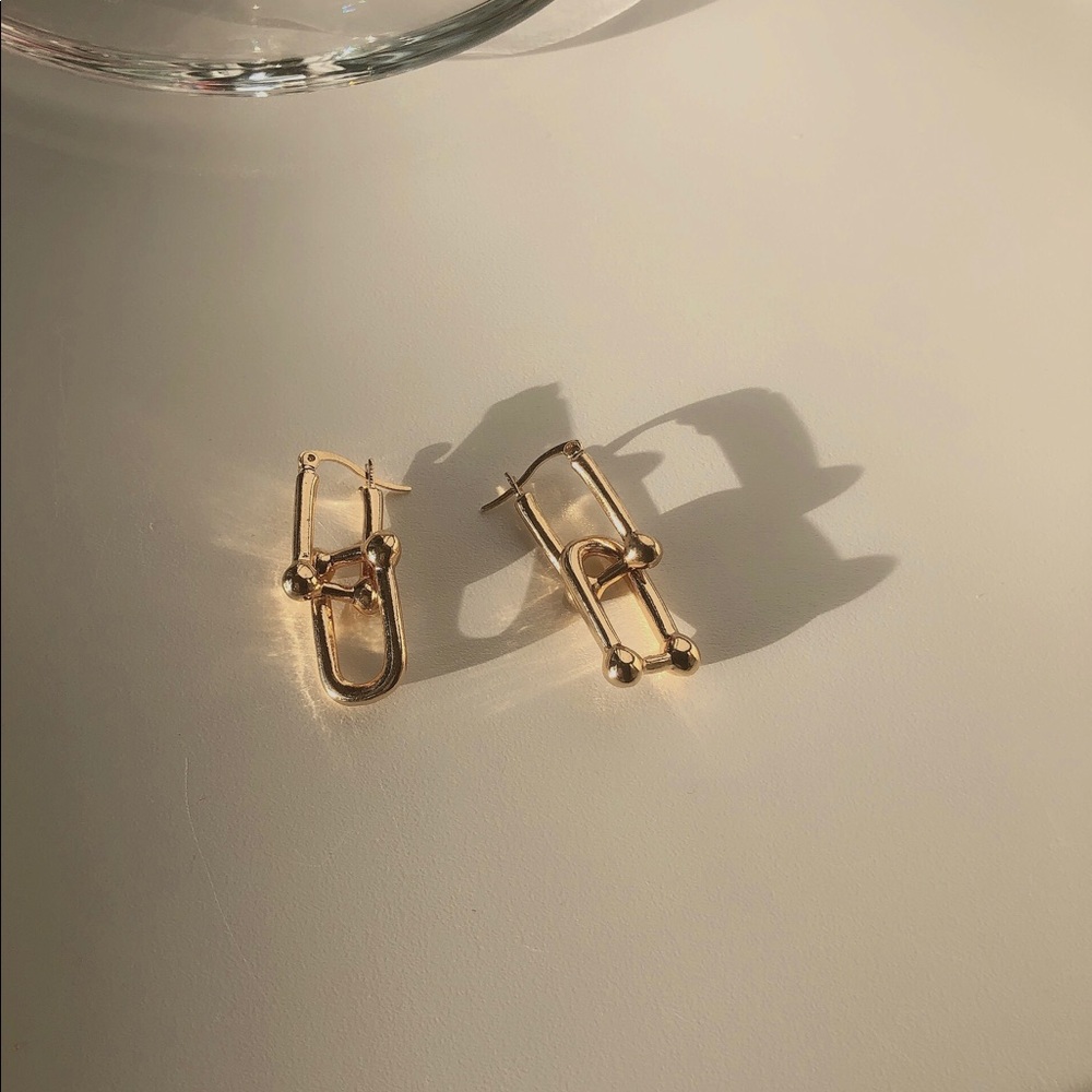 Geometric Lock Clip Earrings